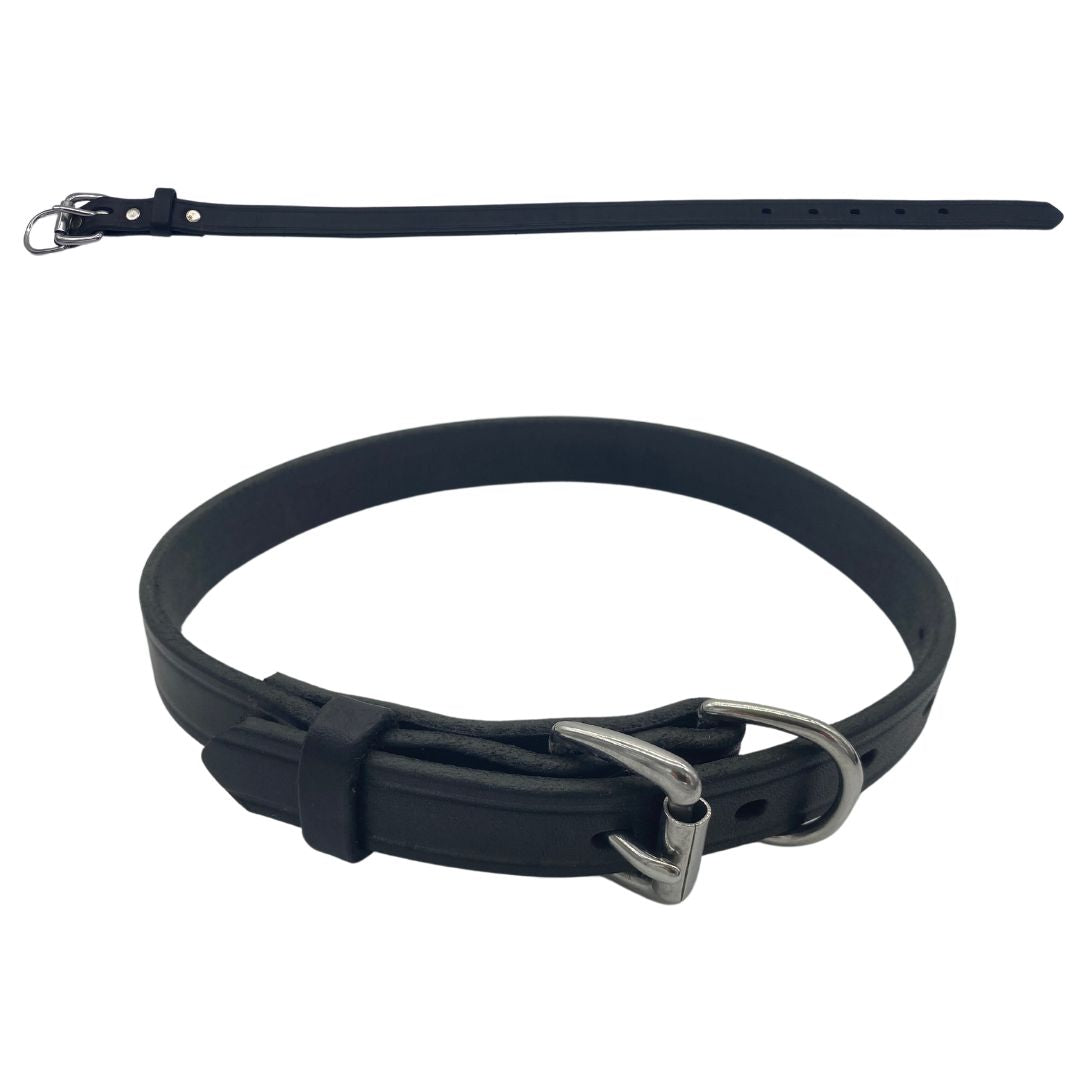 Medium - Black Latigo Leather Dog Collar (Back View) Zoom in to appreciate the craftsmanship. Made to last and to impress. (7923369541869)