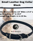 Small - Black Latigo Leather Dog Collar (Front View) For the slightly bigger buddies. This black small-sized collar merges functionality with elegance. Expertly designed by Mary Cortani. (7923369541869)