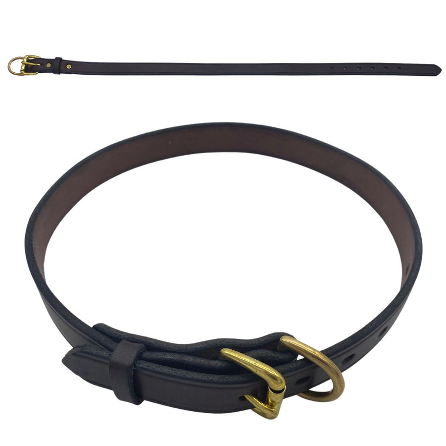 Extra Large - Brown Latigo Leather Dog Collar (Back View) Strength and beauty in one. See the detailed hand beveled edges and sturdy hardware. (7923369541869)