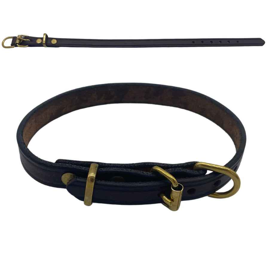  Extra Small - Brown Latigo Leather Dog Collar (Back View) Quality in every stitch. Check out the details of the hand-beveled edges and the gleaming hardware. (7923369541869)