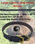 Large - Brown Latigo Leather Dog Collar (Front View) Rich brown leather for the larger canines. Handmade with passion and precision. (7923369541869)