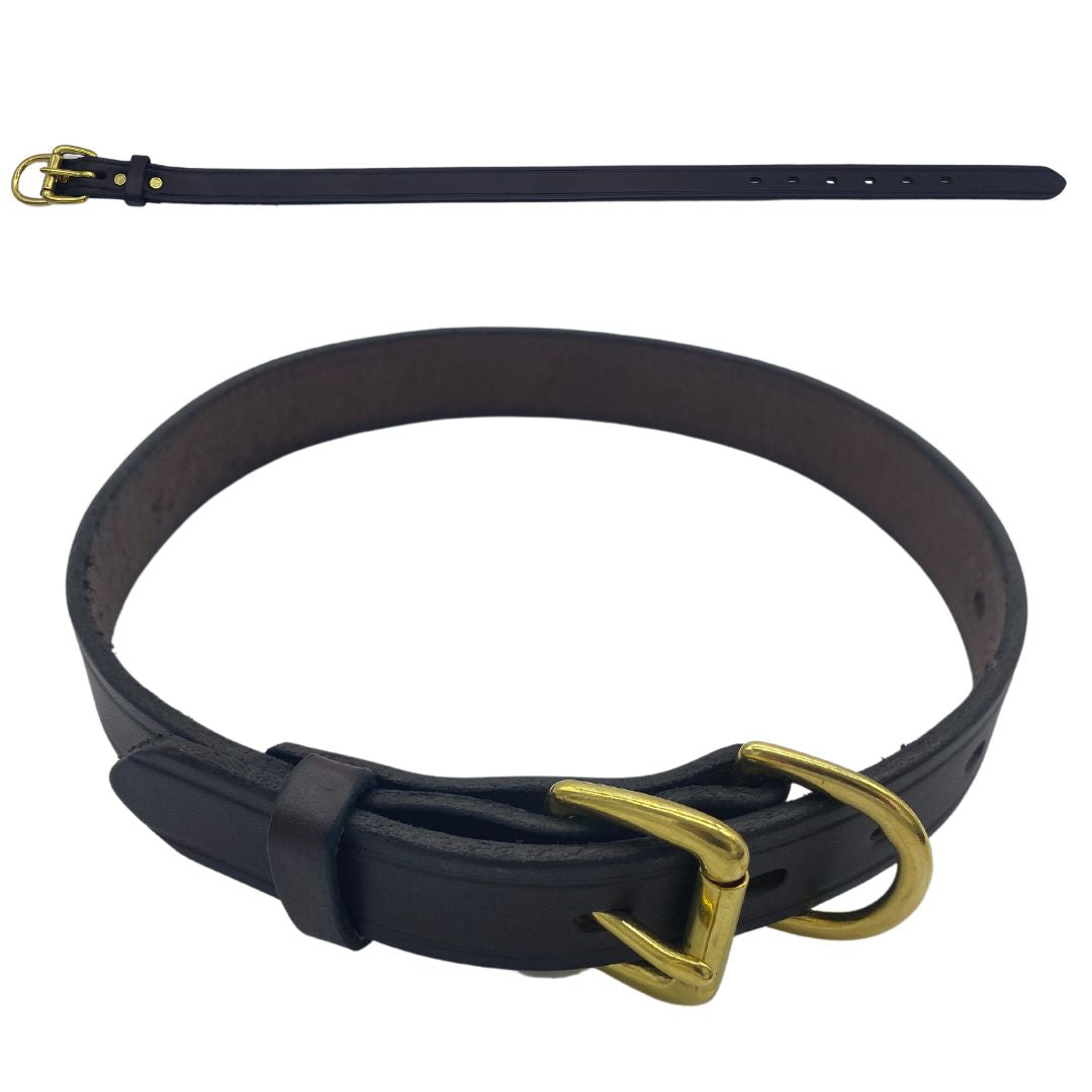 Large - Brown Latigo Leather Dog Collar (Back View) Durable, strong, and undeniably beautiful. A collar that stands out. (7923369541869)