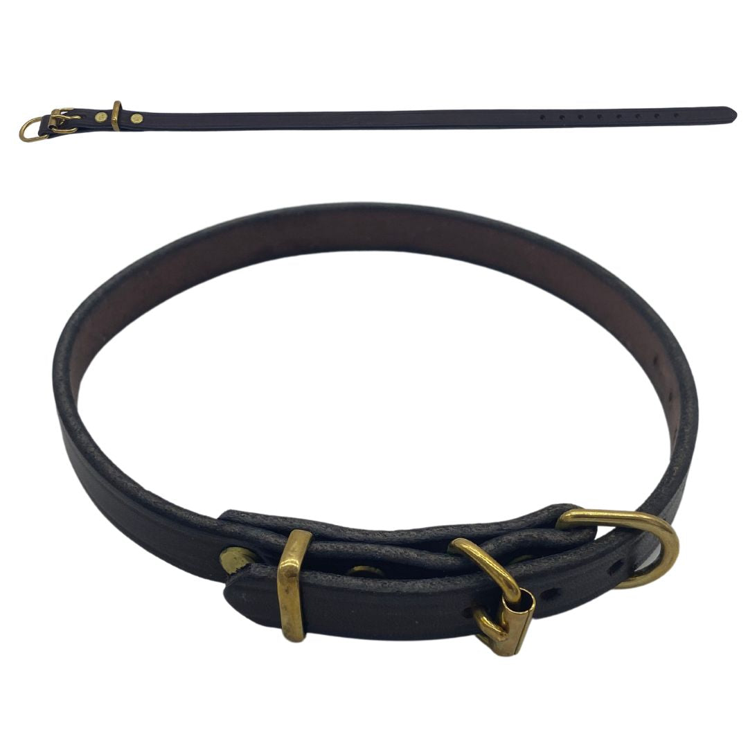 Small - Brown Latigo Leather Dog Collar (Back View) Intricate details make this collar special. Secure your pet's tags with confidence. (7923369541869)