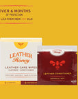 Image of Leather Care Wipes (10 Pack) - Combination Package, featuring 5 conditioning wipes and 5 textured cleaning wipes, individually foil wrapped for convenient use. These towelettes are infused with non-toxic leather conditioner and cleaner, with a unique raised texture for efficient dirt removal. One pack of conditioner wipes is shown outside the package. (8289579761901)