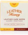 Image of Leather Care Wipes (10 Pack) - 5 Cleaner and 5 Conditioner Wipes, displaying a combination package with 5 conditioning wipes and 5 textured cleaning wipes, offering a complete leather cleaning and conditioning solution. These durable towelettes are infused with non-toxic leather conditioner or cleaner, featuring a unique raised texture for effective dirt removal. (8289579761901)