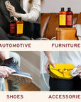 Image depicting Leather Honey Leather Conditioner used on car seats, furniture, and leather shoes, showcasing its versatility in maintaining and protecting different leather items. (8287935725805)