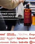 Image displaying Leather Honey accolades, with logos of Yahoo!, Popular Mechanics, The New York Times, Esquire, Better Homes and Gardens, Reader's Digest, Rolling Stone, BuzzFeed, Autoweek, Forbes, Bob Vila, and Motor Day, highlighting its widespread recommendation by these reputable sources. (8287935725805)