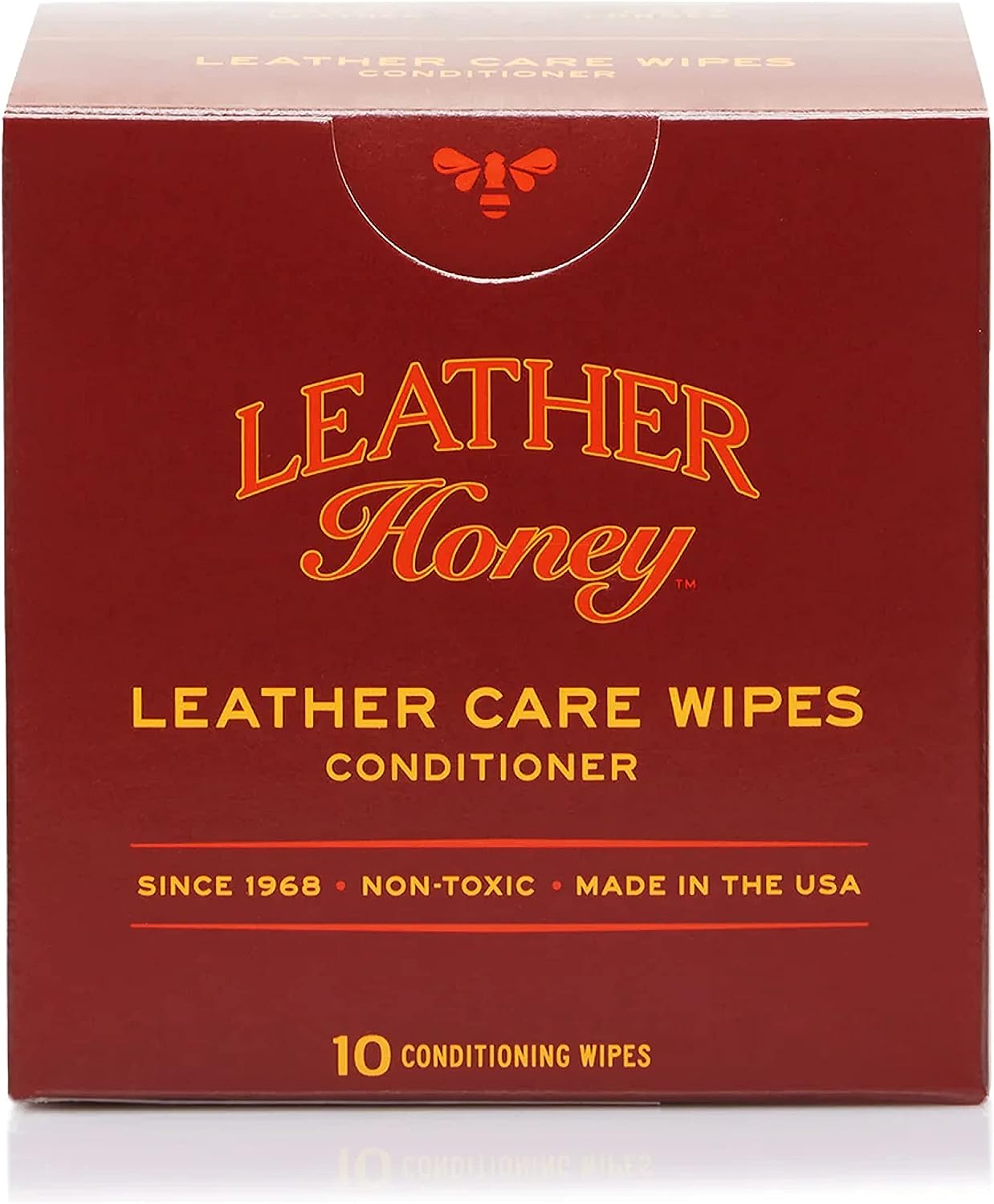 Image of the Leather Honey Leather Care Wipes (10 Pack) - Leather Conditioner in its packaging box, showcasing the convenient and ready-to-use wipes for leather care and conditioning. (8289574846701)