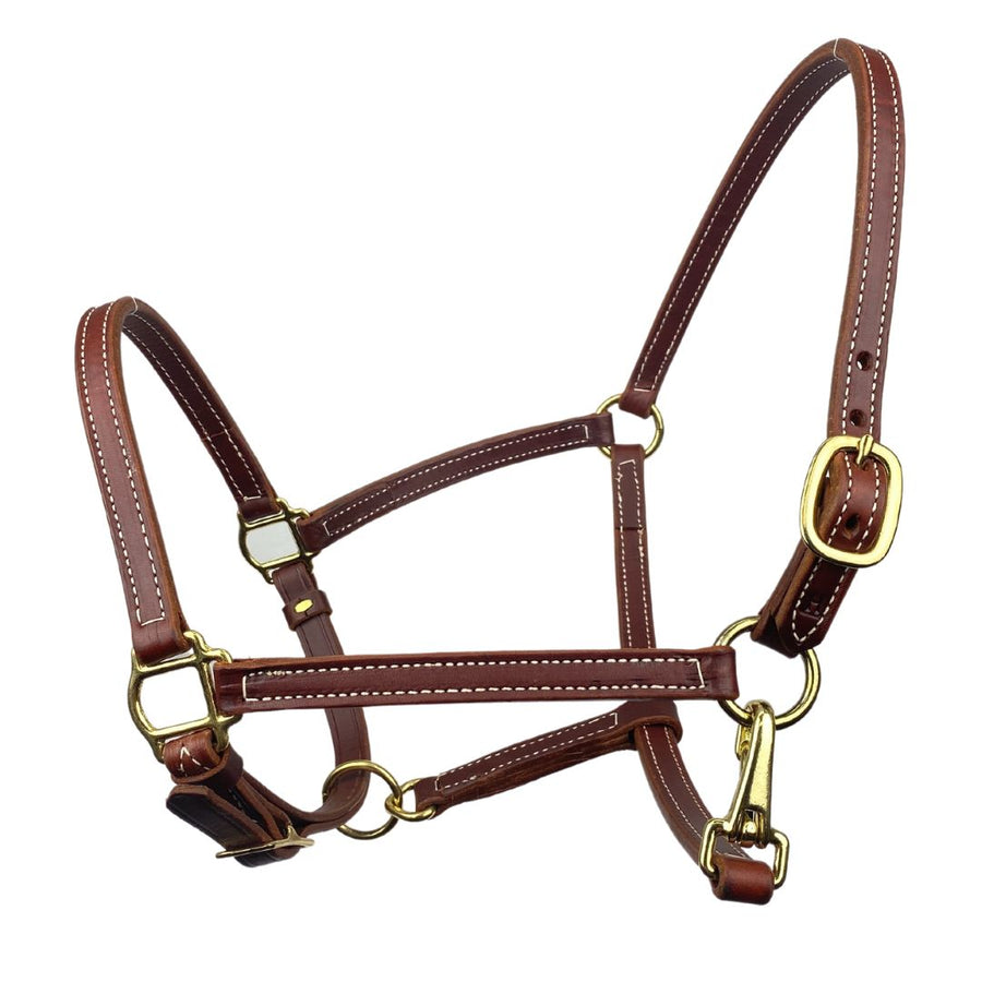 Brown Ravenox Leather Breakaway Halter, elite horse accessory, Amish-made with brass hardware." (8233982951661)