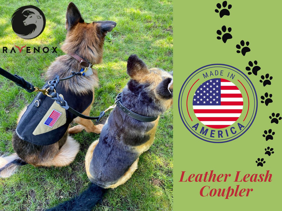 Leather Coupler Dog Leash Splitter Brace
