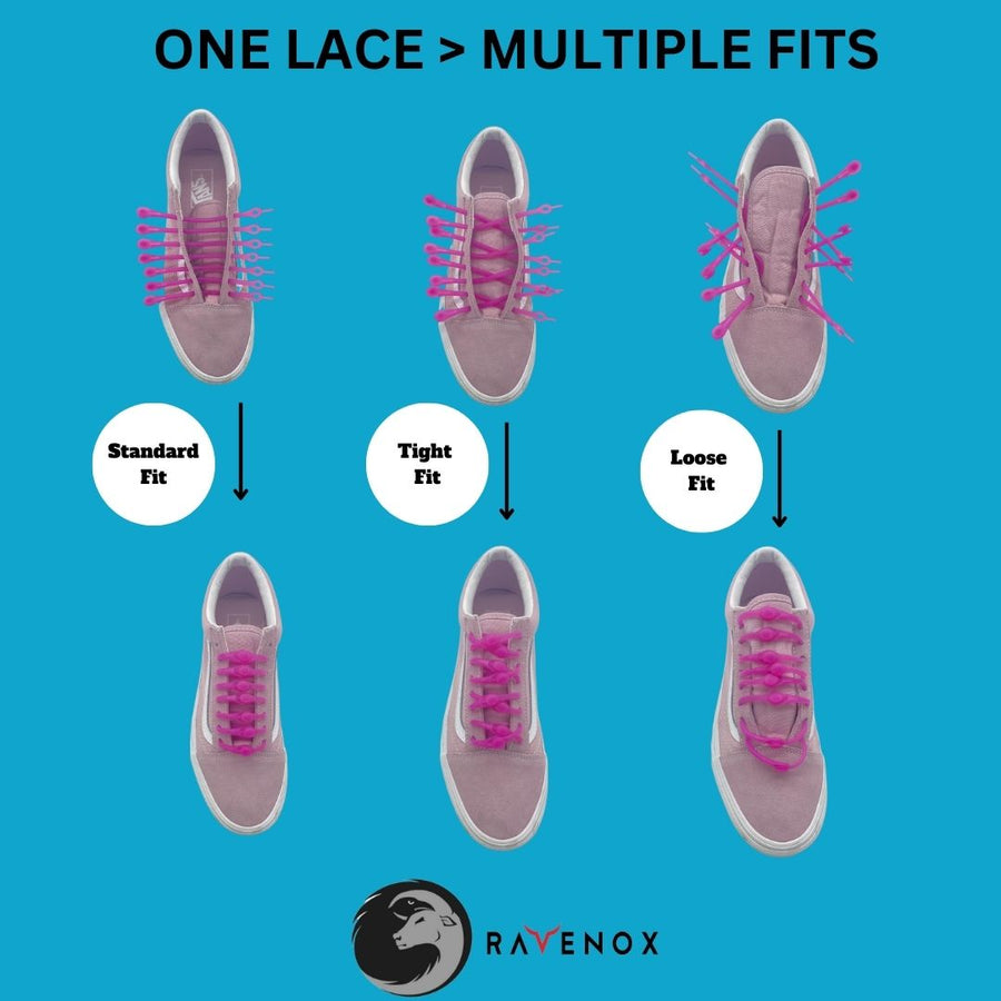 Multiple ways to wear No Tie Shoelaces - Loose fit, regular fit, tight fit - Customize your comfort! (8198507823341)