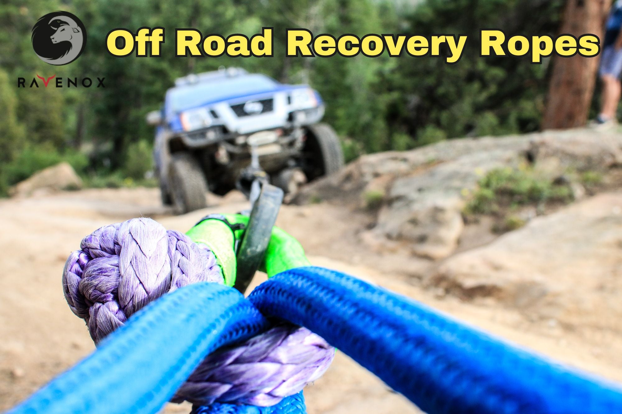 Ravenox Soft Shackle in Action - Securely Attached to a 4x4 Off-Road Vehicle (8315234451693)