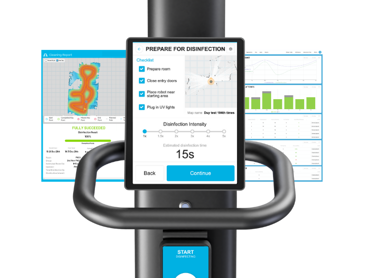 OhmniClean Autonomous UV-COhmniClean's advanced QuickMap technology, as featured by Ravenox, illustrating the capacity to map and disinfect a spacious hotel lobby area effectively. (8207407251693)
