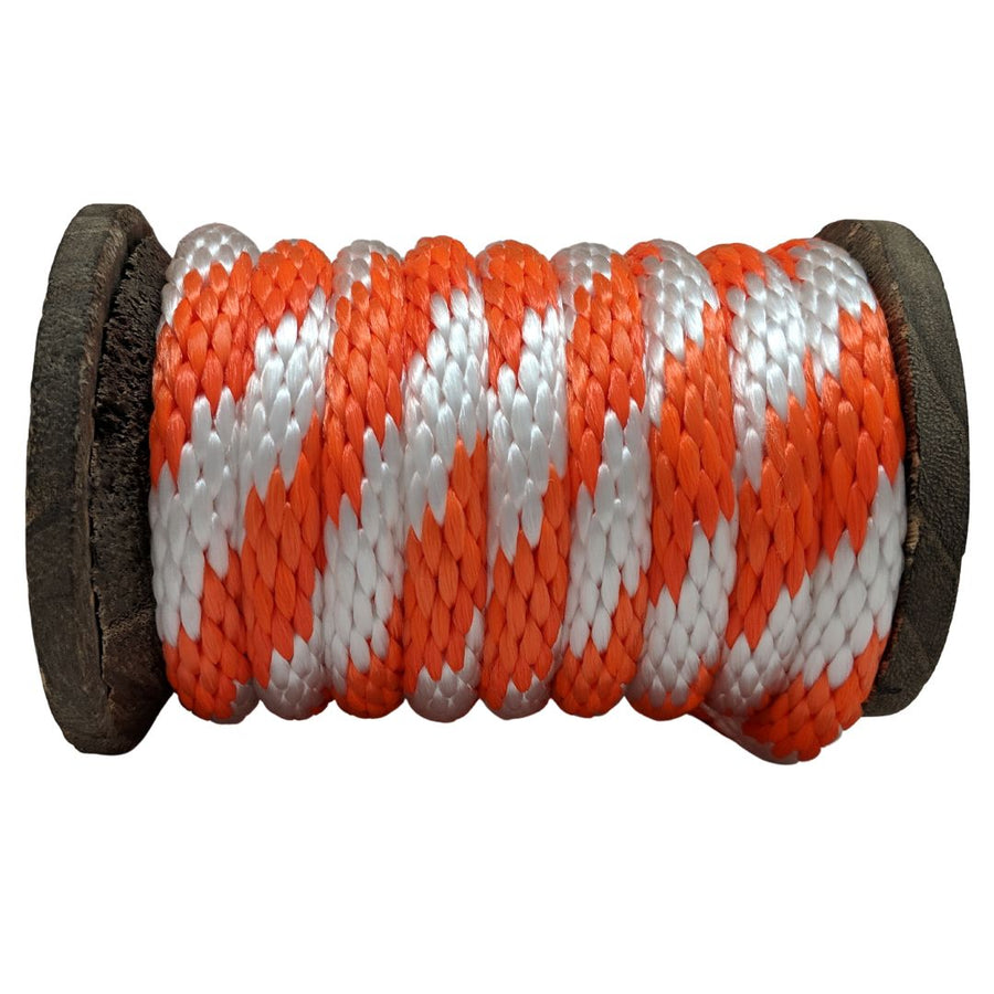 White Orange Rope Ravenox USA-Made Solid Braid Derby Rope: Orange & White | Multi-Use