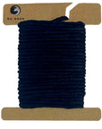 Ravenox 2mm & 3mm Single Strand Cotton Macrame Cord in classic Black, tightly wound on a cardboard disk, showcasing the cord’s sleek and versatile appeal (8357471256813)