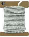 Subtle and chic Pearl Grey Ravenox Three Strand Twisted Cotton Cord in 1/8-inch and 3/16-inch sizes, wrapped on a cardboard disk, highlighting the cord’s elegant shade. (7481246941421)