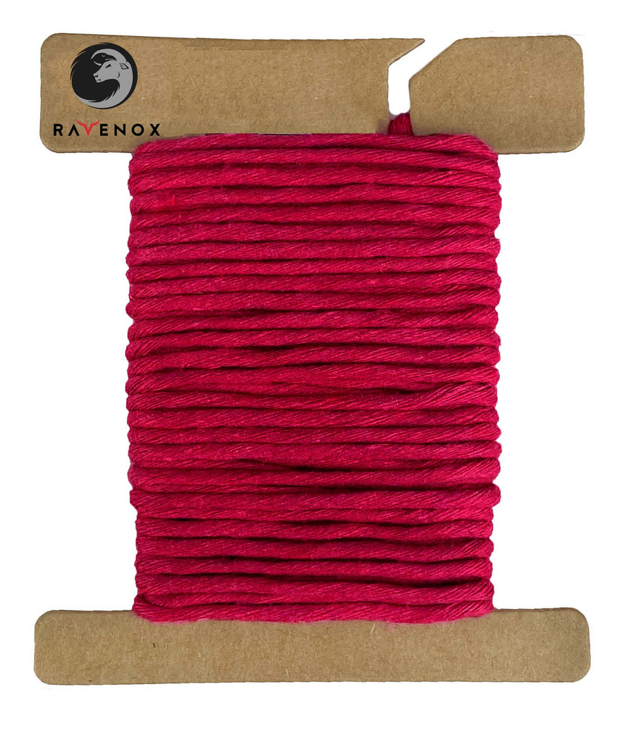 Short piece of Ravenox Red Cotton Whipping Twine on a card, vibrant and strong for finishing ropework with confidence. (8431823257837)