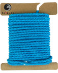 Vibrant Turquoise Ravenox Three Strand Twisted Cotton Cord in 1/8-inch and 3/16-inch widths, elegantly spooled on a cardboard disk, showcasing the stunning aquatic color. (3869050049)