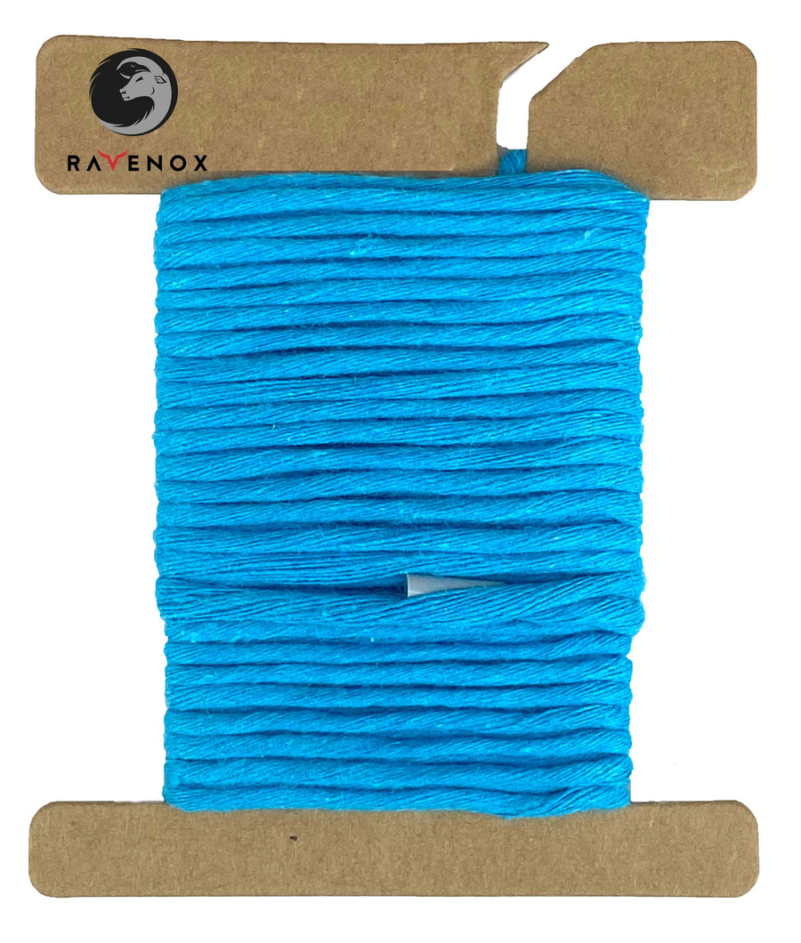 Ravenox Turquoise Cotton Whipping Twine on a card, offering a splash of color and tenacity for creative rope designs. (8431823257837)