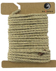 Natural Tan Ravenox Three Strand Twisted Hemp Cord in 1/8-inch and 3/16-inch sizes, neatly arrayed on a cardboard disk, emphasizing the cord’s organic texture and earthy color. (6986365239496)