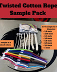 An assorted Ravenox Cotton Rope Sample Pack, featuring a variety of vibrant colors and sizes, perfect for trying out different crafts, décor, or DIY projects. (6666711937)