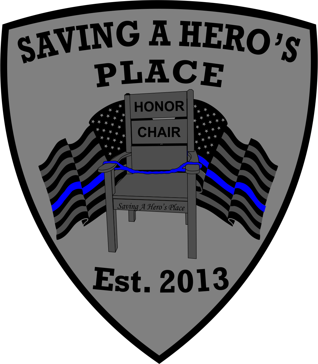 Saving A Hero's Place logo on Ravenox's website, symbolizing tribute to fallen law enforcement officers, with a clickable link directing to the organization's official site.