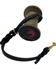 18-inch black braided leather dog leash swatch. Crafted from high-quality latigo leather, this short traffic lead is hand-finished by Amish artisans. Ideal for training, vet visits, and ensuring safety in crowded areas. Designed by Canine Education expert, Mary Cortani, with proceeds supporting Operation Freedom Paws. (7765017264365)