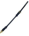 18-inch black latigo leather braided dog leash, handcrafted for strength and durability with solid brass hardware, ideal for training, vet visits, and ensuring safety in crowded places. (7765017264365)