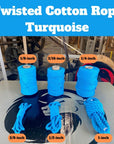Image displaying Ravenox's Turquoise 100% Cotton Twisted Rope in multiple sizes, emphasizing its diverse applications and commitment to sustainable practices – featured on Ravenox product page. (3869050049)