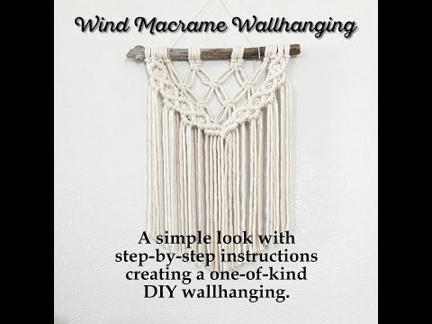 Step-by-step tutorial video on creating a macrame wall hanging using Ravenox's single strand hemp cord, highlighting knotting techniques and finished design.