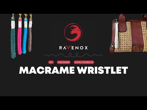 Tutorial on crafting a DIY macramé wristlet using Ravenox's high-quality macrame cord, demonstrating step-by-step instructions for making a stylish accessory.