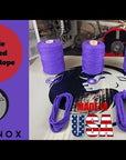 A vibrant and versatile coil of Ravenox Purple Cotton Rope, perfect for crafting, DIY projects, and decor.