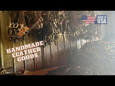 Video tour of the Ravenox Leather Shop, featuring a wide array of handcrafted leather products including horse halters, belts, and accessories, all made with high-quality American Latigo leather and showcasing exceptional Amish craftsmanship.