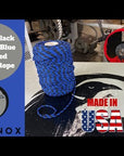 A video showcasing the vibrant and symbolic Ravenox Thin Blue Line Cotton Rope, a black and blue striped rope representing support and respect for law enforcement officers.