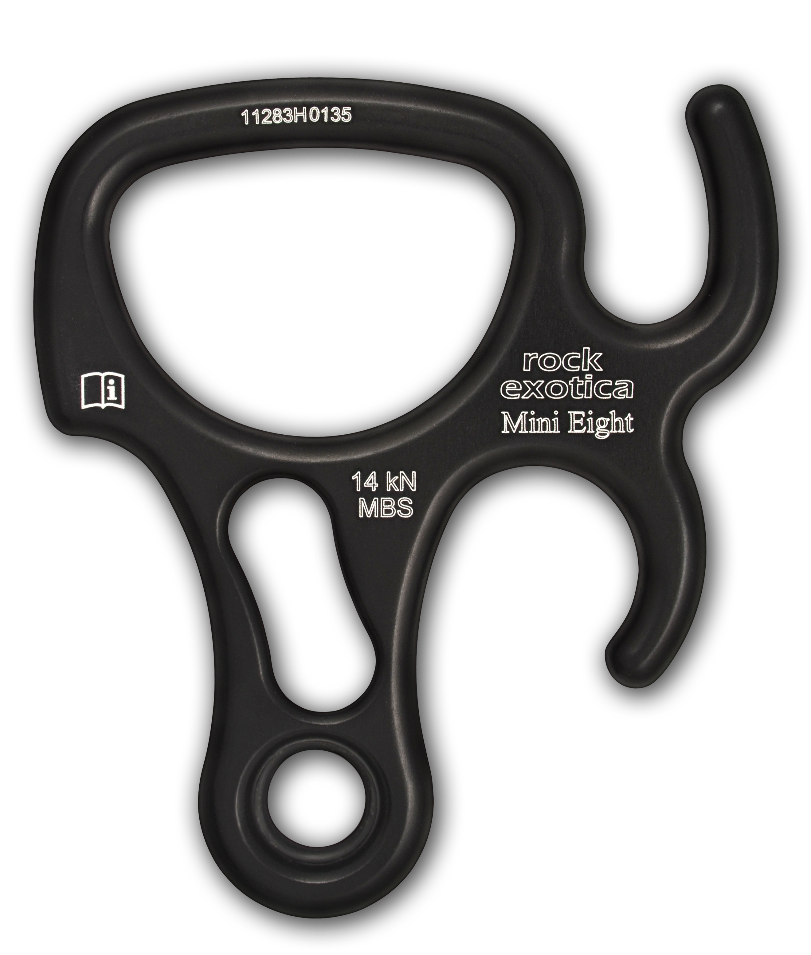 Black Rock Exotica MiniEight F1 descender with side ears and 14 kN marking