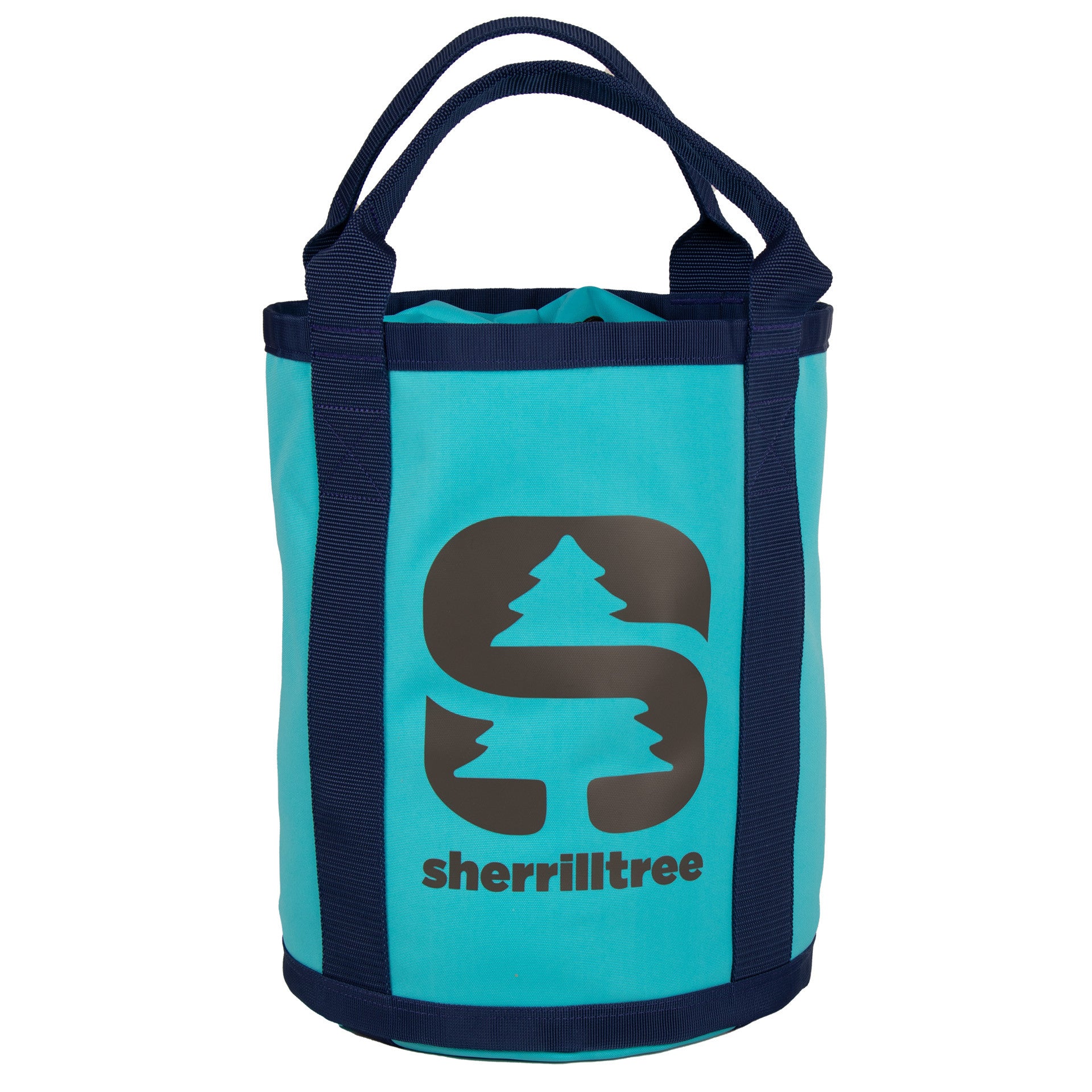 Sherrilltree Simple Rope Bag with teal fabric body and dark carrying handles.