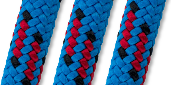Yale Blue Moon blue rope with red and black tracers, representative construction detail