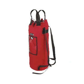 Yates bucket-style rope bag with shoulder straps in red; representative supplier photo