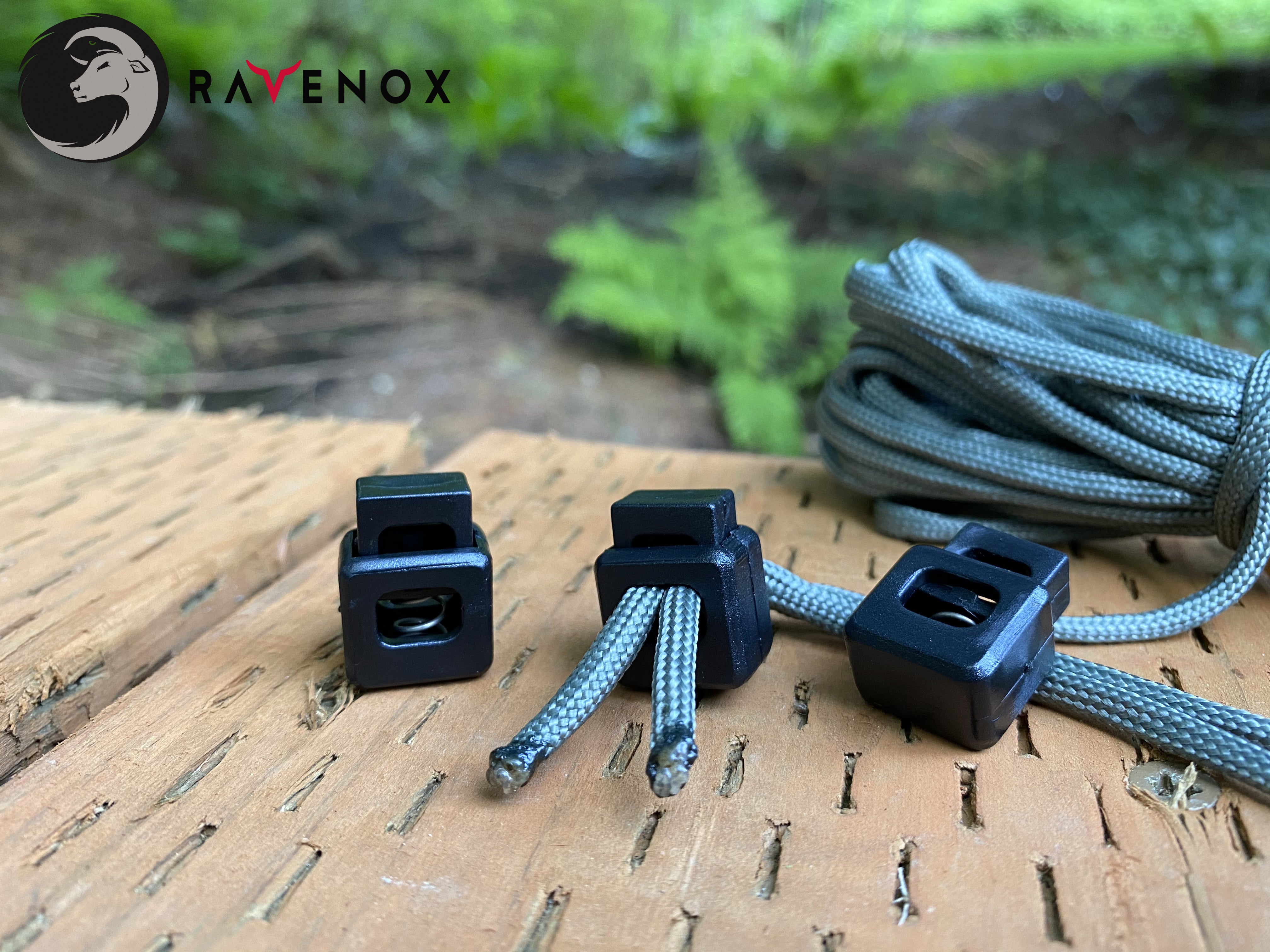 Ravenox Square Black Cord Locks for 550 Paracord Projects COVID-19 Face Masks Bungee Cord (4338757173338)