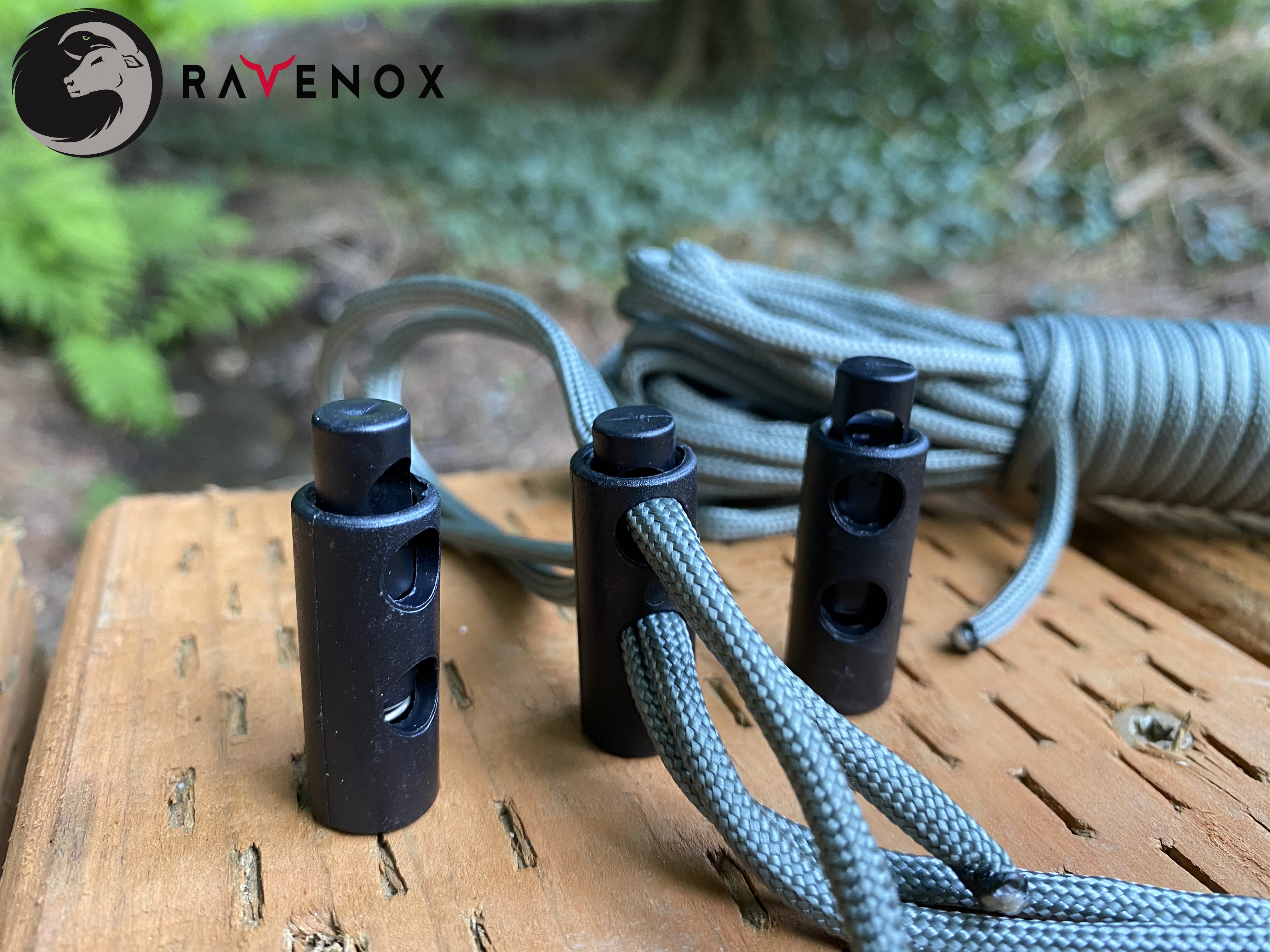 Ravenox Double Hole Barrel Cord Locks for 550 Paracord Projects COVID-19 Face Masks Bungee Cord (1880735681)