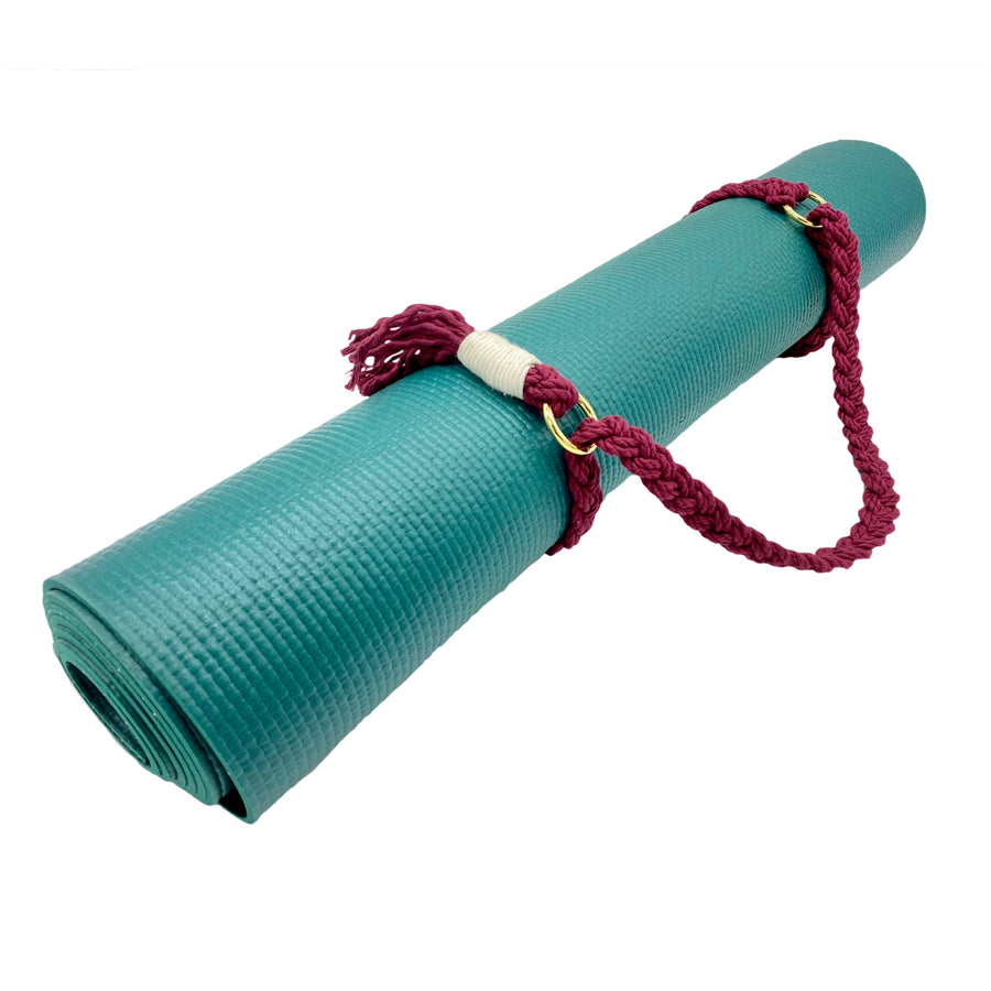 Ravenox Adjustable Yoga Mat Carrier | Cotton Tote for Pilate’s and Yoga Burgundy (7469718307053)