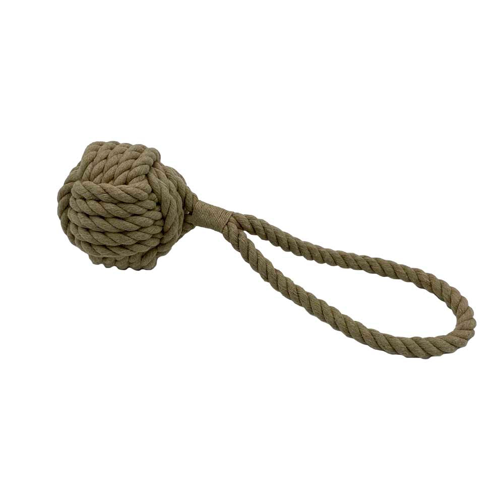 Ravenox dog toys tug chew dental hygiene fetch training knotted twisted hemp rope  balls pet - Tan  (7105505886408)