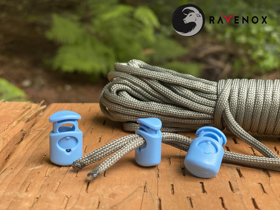 Ravenox Heavy Duty Barreloc Cord Lock | Cord Locks for Drawstrings, Rope |  Barrel Locks for 1/4-Inch | Accessory Cord and Cord Lock for String, Bags
