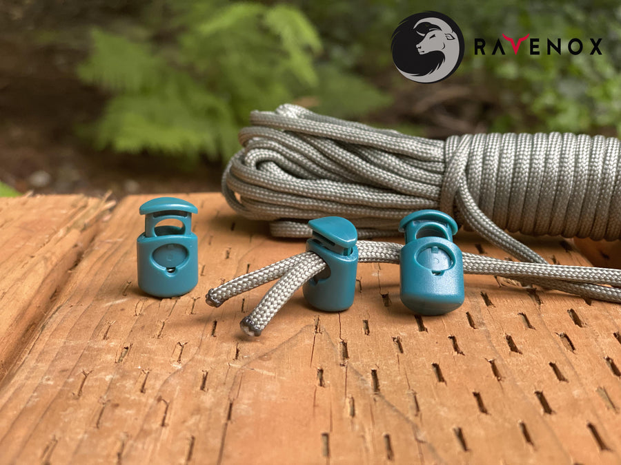 Ravenox Teal Blue Colored cord lock toggles toggle stoppers for shoes drawstrings cord cordage rope cords ropes (1327213697)
