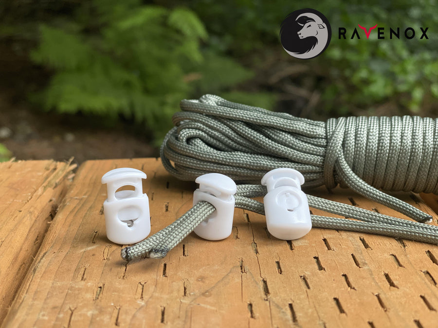Ravenox White colored cord lock toggles toggle stoppers for shoes drawstrings cord cordage rope cords ropes (1327581953)