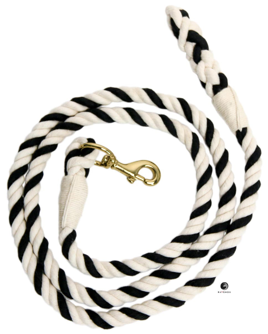 Cotton Lead Ropes & Lead Lines - White & Black Rope (4455671201882)