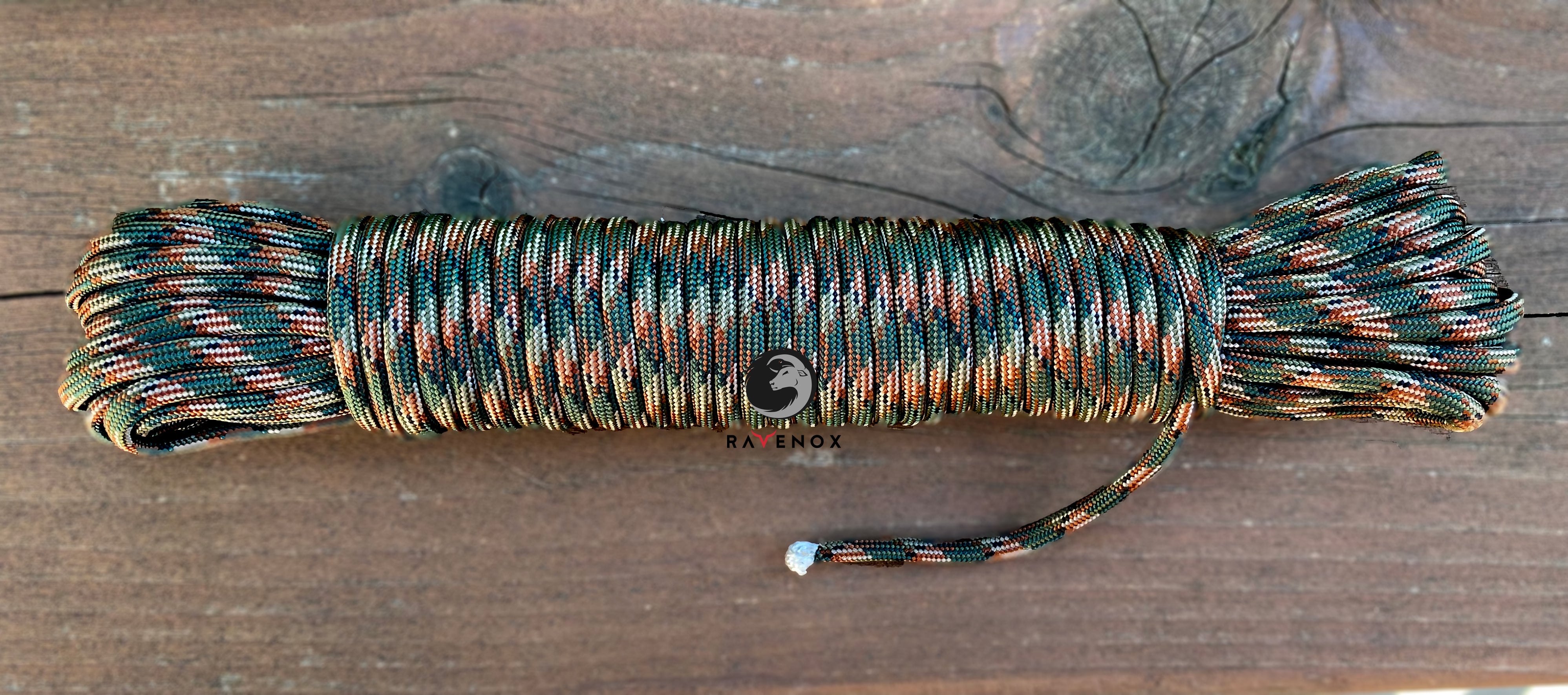 Ravenox Woodland Camo 550 Paracord Type III for hunting fishing backpacking outdoor adventure (6622987157704)