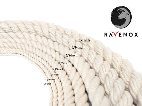 Ravenox Twisted Cotton Rope (Grey) - 1/4-Inch x 10-Feet - 10808755393