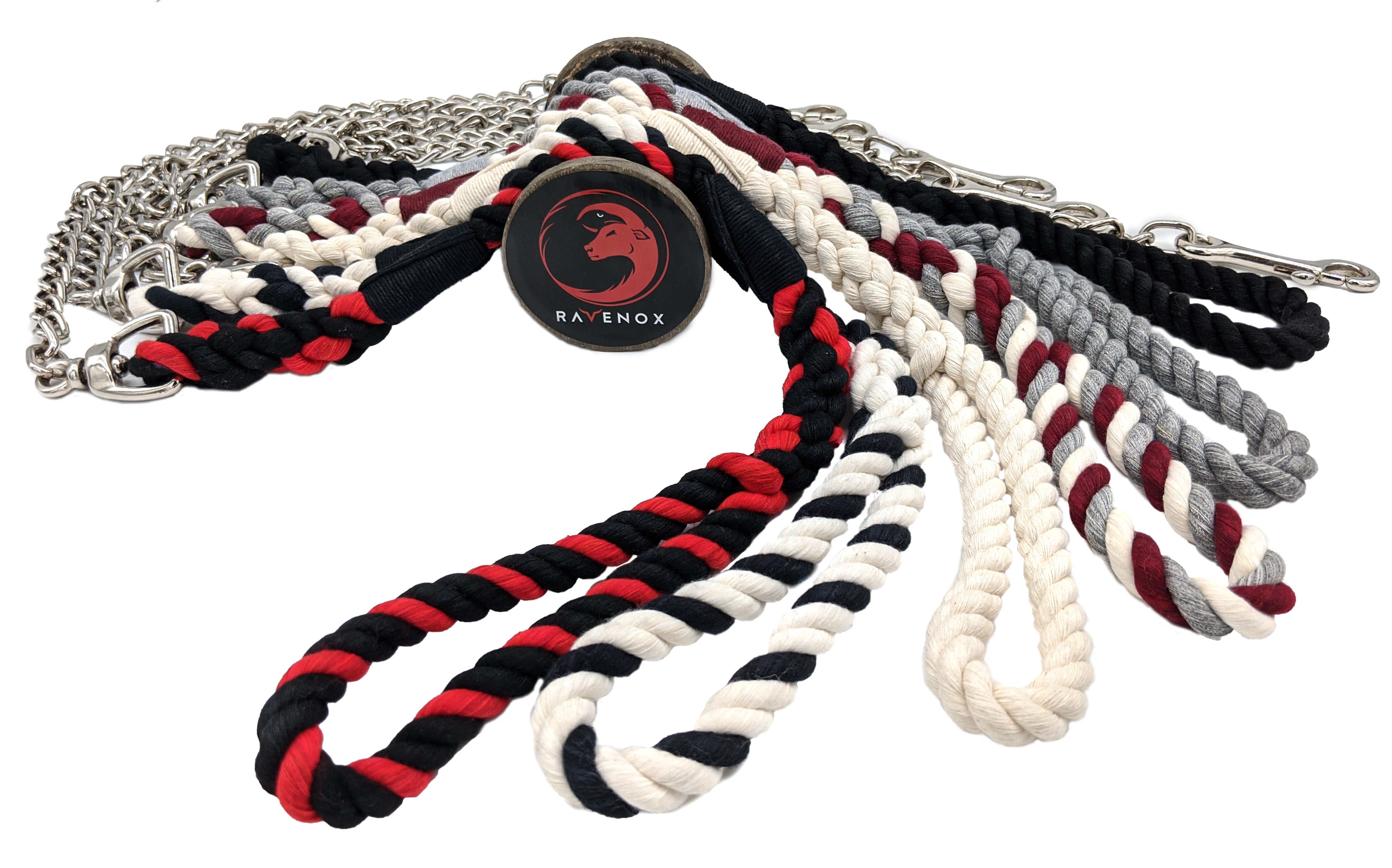 Handmade Cotton Dog Leash with Chain (4459557486682)