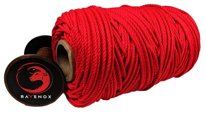 Ravenox Red Cotton Macramé Cord | Natural Cord for Macramé Projects 5 mm x 8 Yards